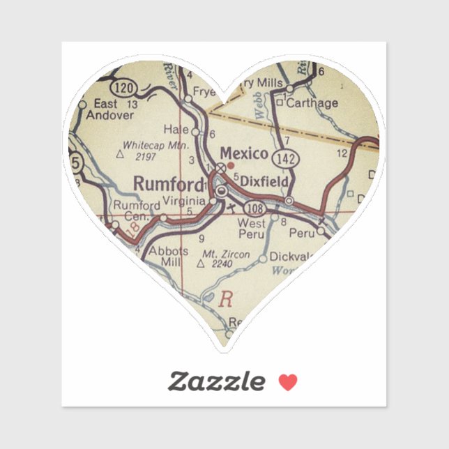 Pegatina Mapa clásico de Rumford Maine (Hoja)