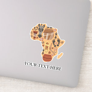 Pegatina Mapa de África con patrimonio cultural africano