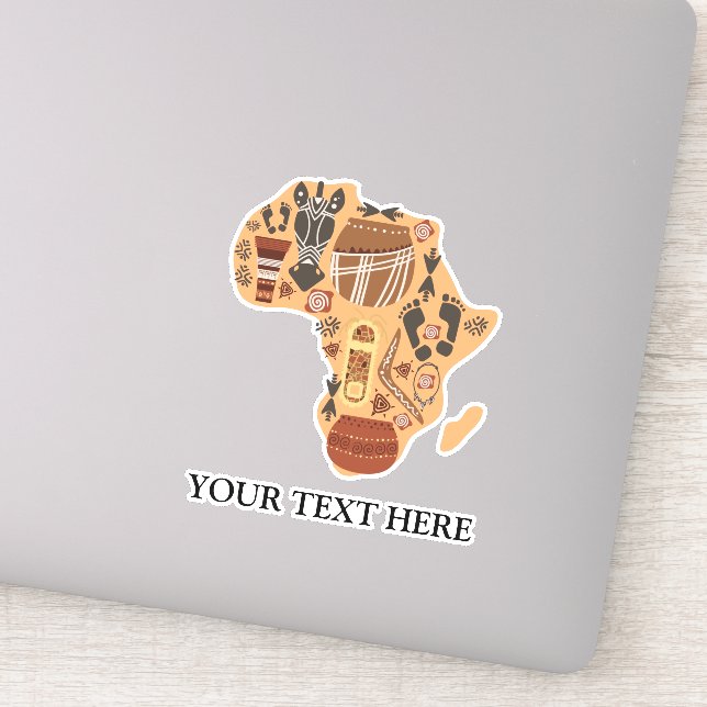 Pegatina Mapa de África con patrimonio cultural africano (Detalle)