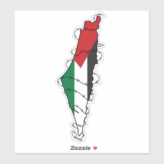 Pegatina Mapa de alambre de púas de Palestina Libre (Hoja)