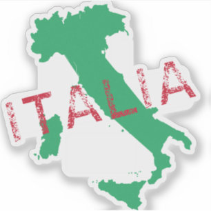 Pegatina Mapa de arte italiano con el nombre Italia rojo y