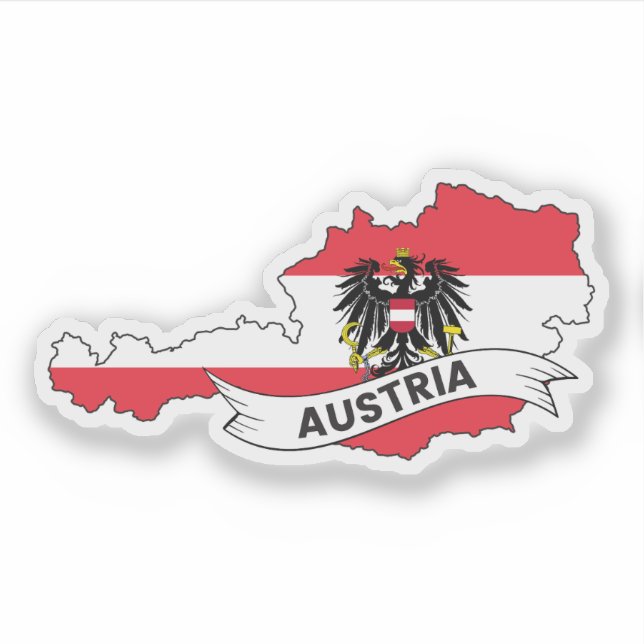 Pegatina Mapa de bandera de Austria (Anverso)