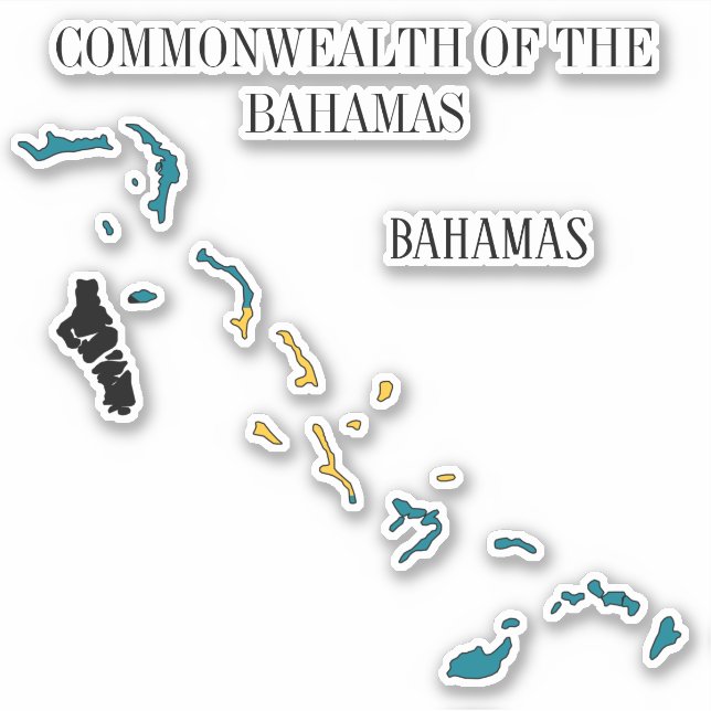 Pegatina Mapa de bandera de Bahamas (Anverso)