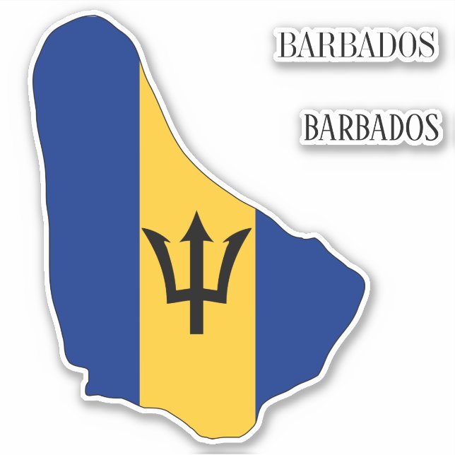 Pegatina Mapa de bandera de Barbados (Anverso)