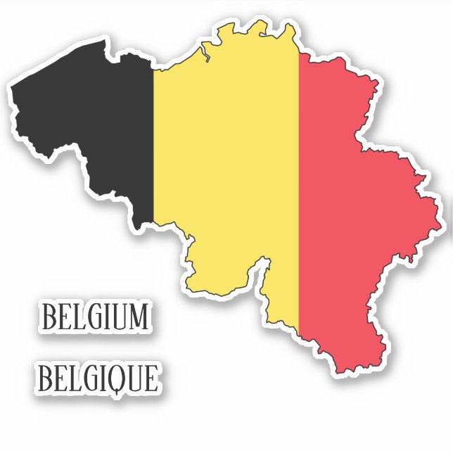Pegatina Mapa de bandera de Bélgica (Anverso)