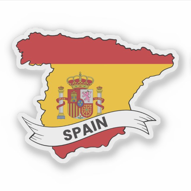 Pegatina Mapa de bandera de España (Anverso)