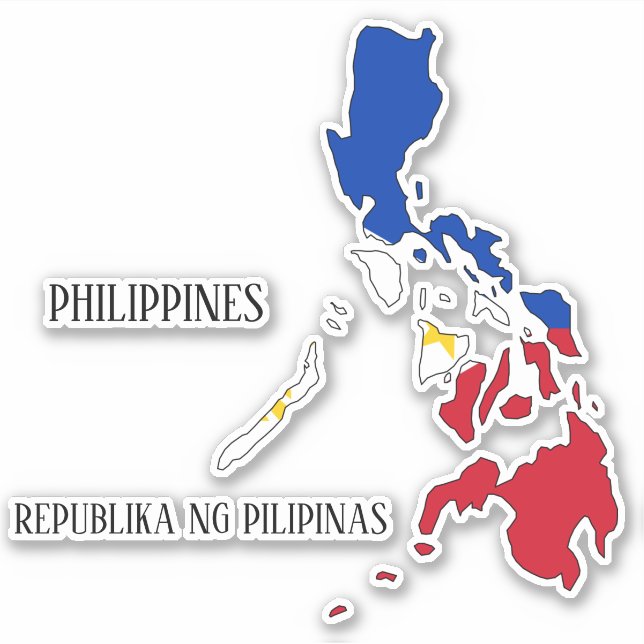 Pegatina Mapa de bandera de Filipinas (Anverso)