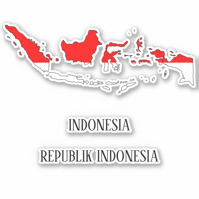 Pegatina Mapa de bandera de Indonesia (Anverso)