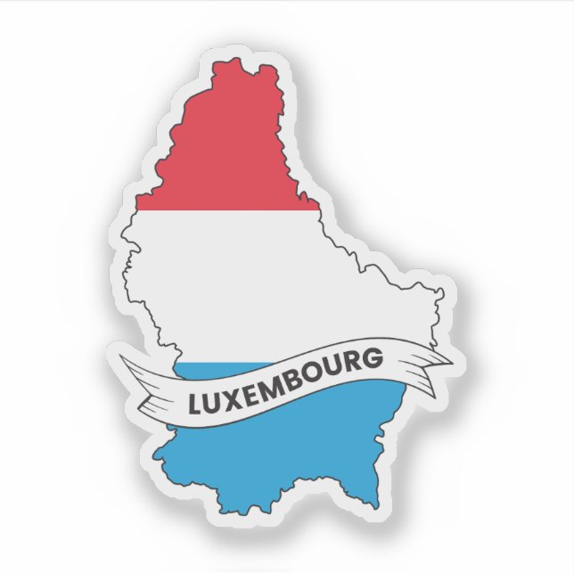 Pegatina Mapa de bandera de Luxemburgo (Anverso)