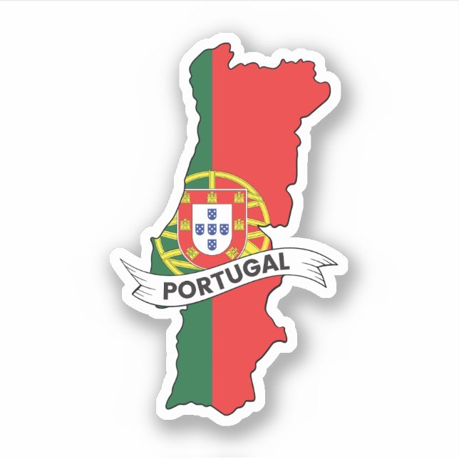 Pegatina Mapa de bandera de Portugal (Anverso)