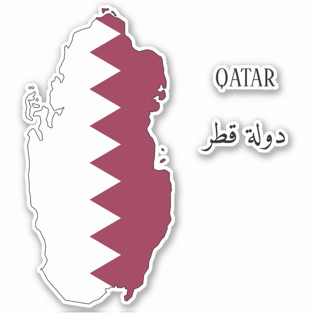 Pegatina Mapa de bandera de Qatar (Anverso)