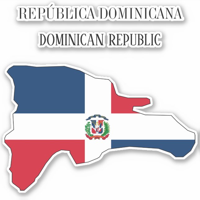 Pegatina Mapa de bandera de República Dominicana (Anverso)