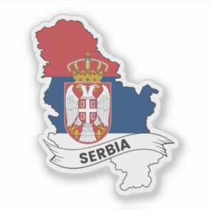 Pegatina Mapa de bandera de Serbia