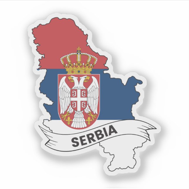 Pegatina Mapa de bandera de Serbia (Anverso)