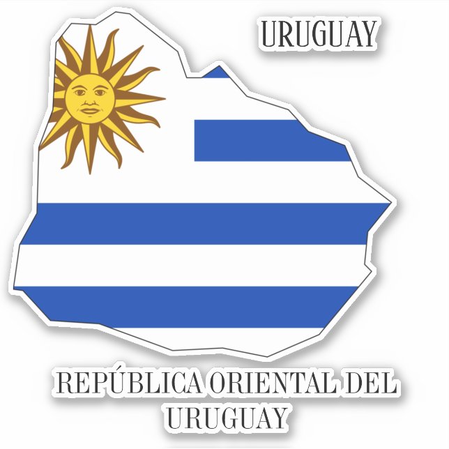 Pegatina Mapa de bandera de Uruguay (Anverso)