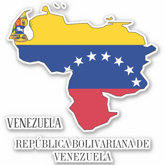 Pegatina Mapa de bandera de Venezuela (Anverso)