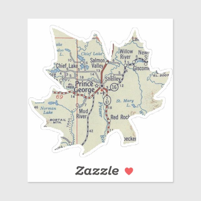 Pegatina Mapa de BC de George (Hoja)