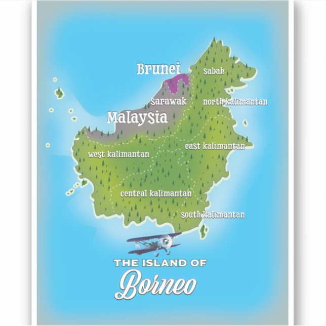 Pegatina Mapa de Borneo (Anverso)