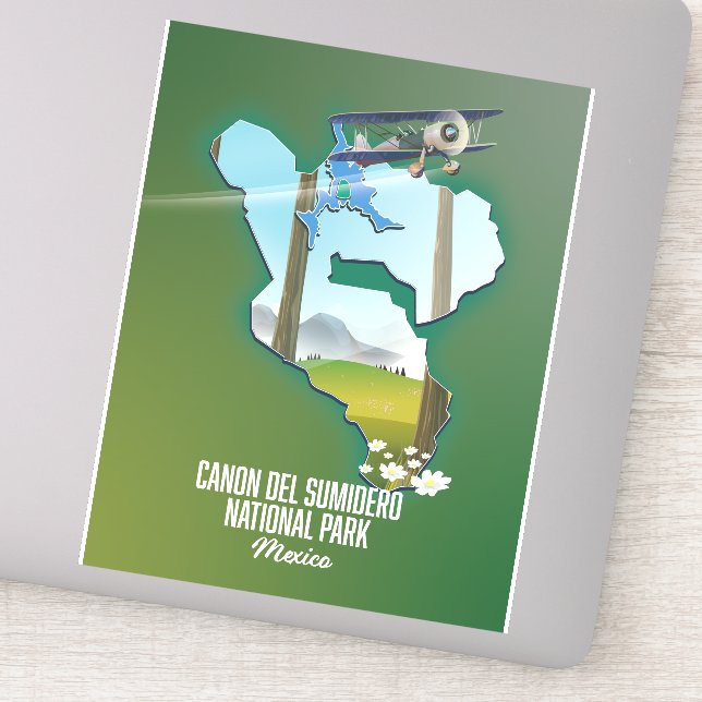 Pegatina Mapa de Canon del Sumidero, méxico (Detalle)