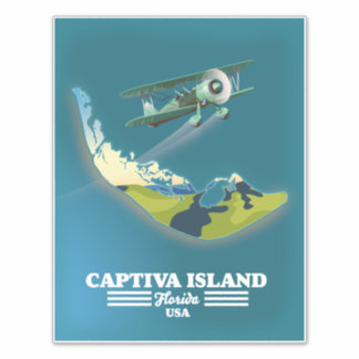 Pegatina Mapa de Captiva Island Florida USA