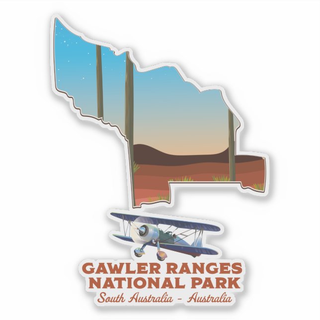 Pegatina mapa de carteles de viaje de Gawler ranges (Anverso)