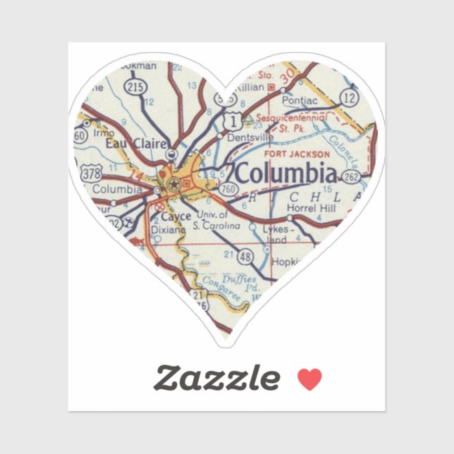 Pegatina Mapa de cosecha de Columbia SC (Hoja)