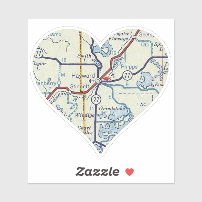 Pegatina Mapa de cosecha de Hayward WI (Hoja)