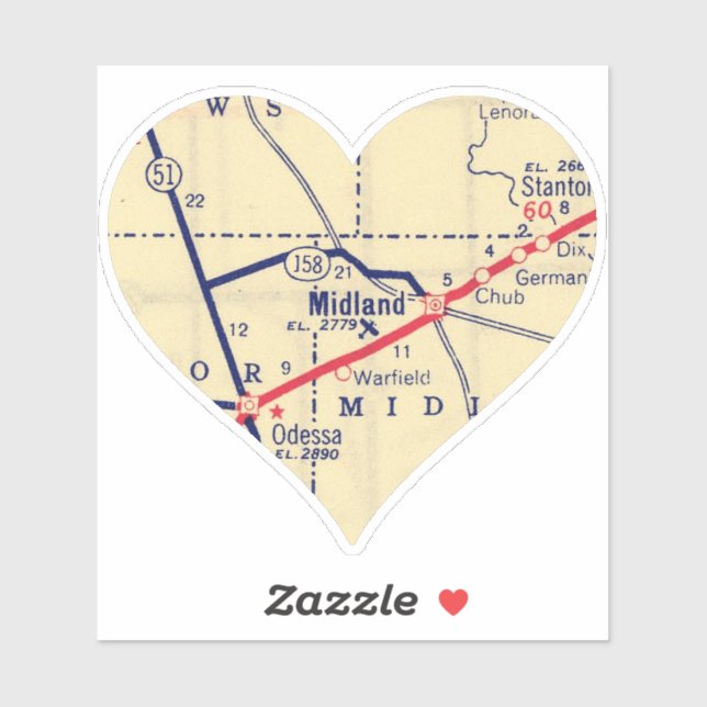 Pegatina Mapa de cosecha de TX en Midland (Hoja)