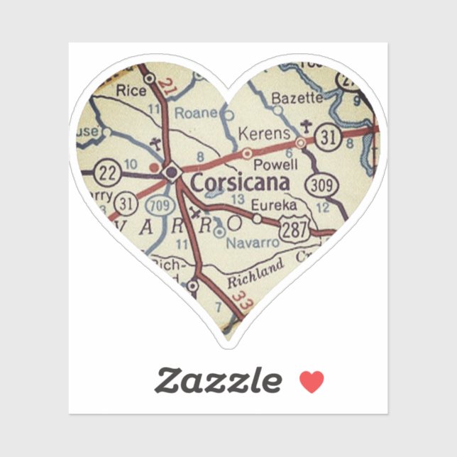 Pegatina Mapa de cosechas Corsicana Texas (Hoja)