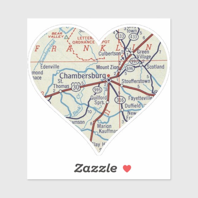 Pegatina Mapa de cosechas de Chambersburg PA (Hoja)