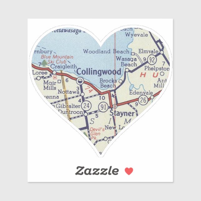 Pegatina Mapa de cosechas de collingwood Ontario (Hoja)