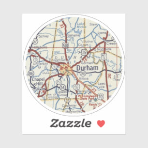 Pegatina Mapa de cosechas de Durham North Carolina
