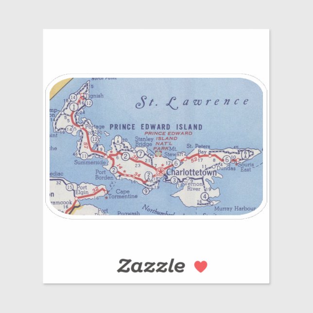 Pegatina Mapa de cosechas de la Isla del Príncipe Eduardo (Hoja)