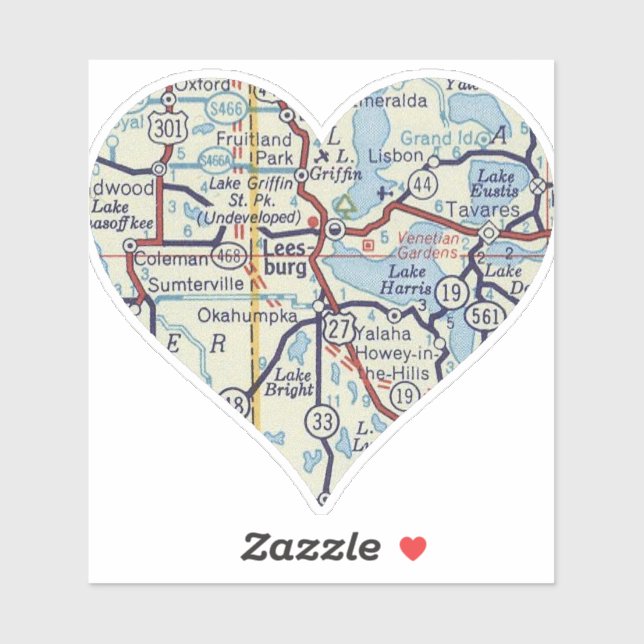 Pegatina Mapa de cosechas de leesburgo Florida (Hoja)