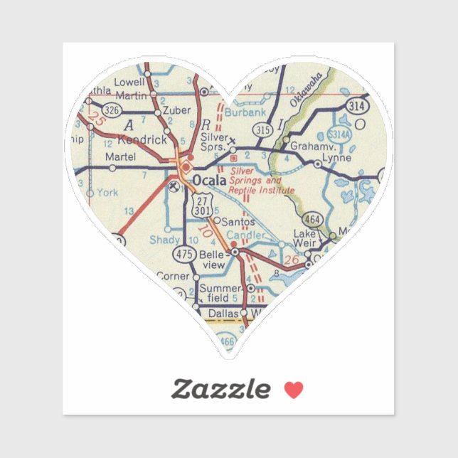 Pegatina Mapa de cosechas de Ocala Florida (Hoja)