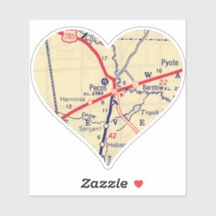 Pegatina Mapa de cosechas de Pecos Texas