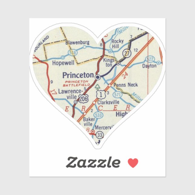 Pegatina Mapa de cosechas de Princeton NJ (Hoja)