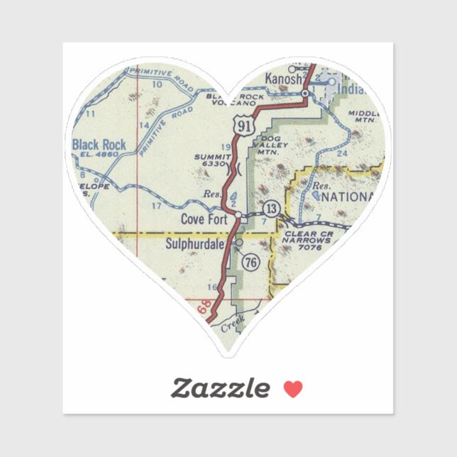 Pegatina Mapa de Cove Fort Utah (Hoja)