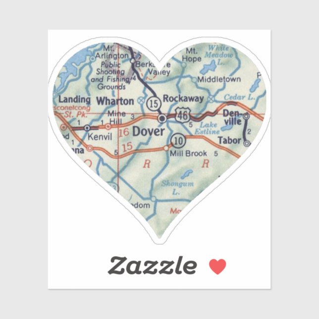 Pegatina Mapa de Dover NJ 50 (Hoja)