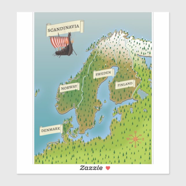 Pegatina Mapa De Escandinavia (Hoja)