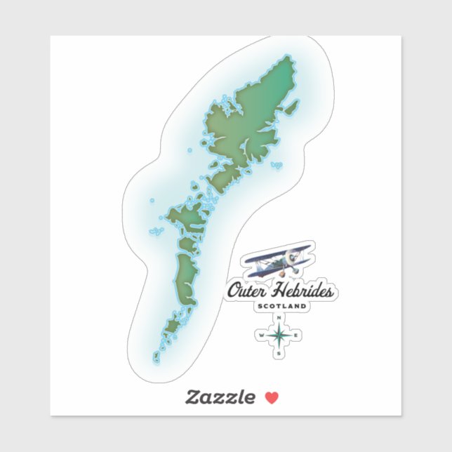 Pegatina Mapa de Escocia de Hébridas Exteriores (Hoja)