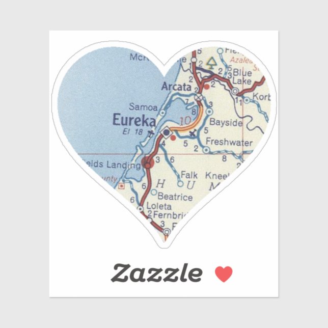 Pegatina Mapa de Eureka CA (Hoja)
