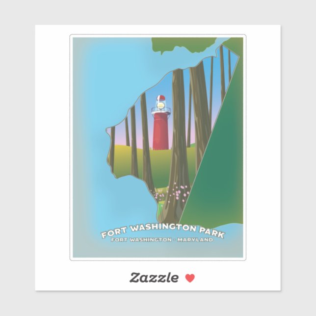 Pegatina Mapa de Fort Washington Park Maryland (Hoja)