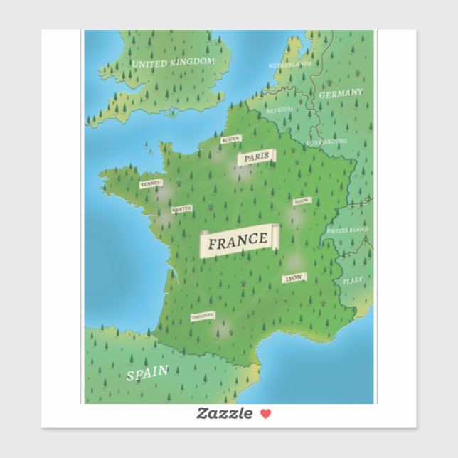 Pegatina Mapa De Francia (Hoja)