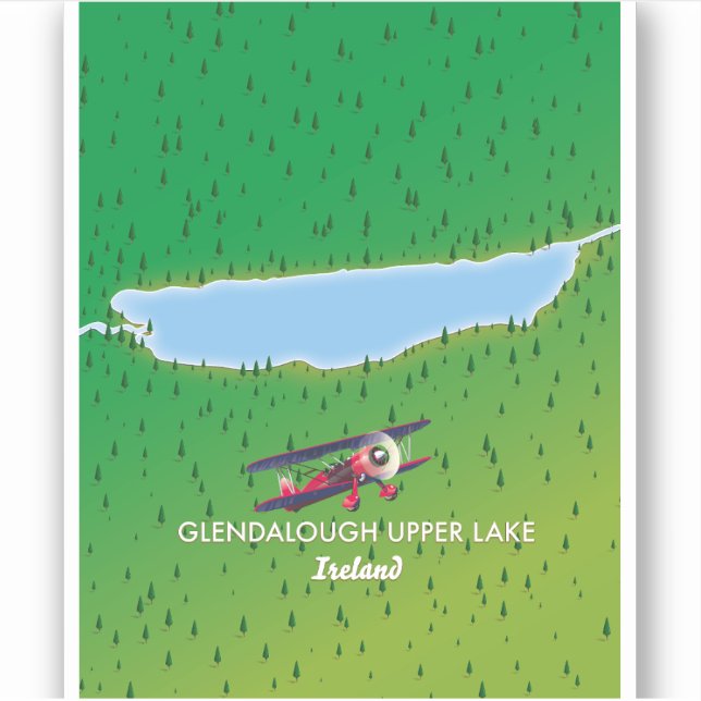 Pegatina Mapa de Glendalough Upper Lake Ireland (Anverso)