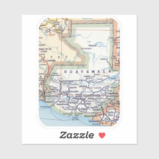 Pegatina Mapa de Guatemala (Hoja)