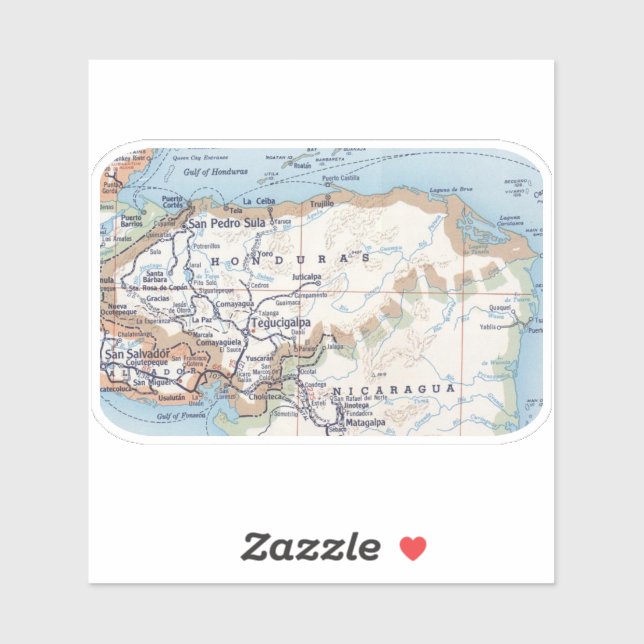 Pegatina Mapa de Honduras (Hoja)