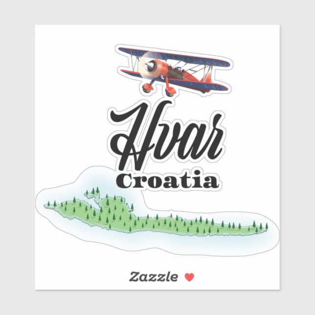 Pegatina Mapa de Hvar Croacia (Hoja)