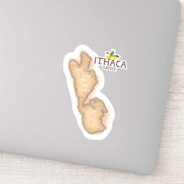 Pegatina mapa de itaca grecia (Detalle)