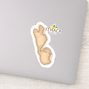 Pegatina mapa de ithaca grecia